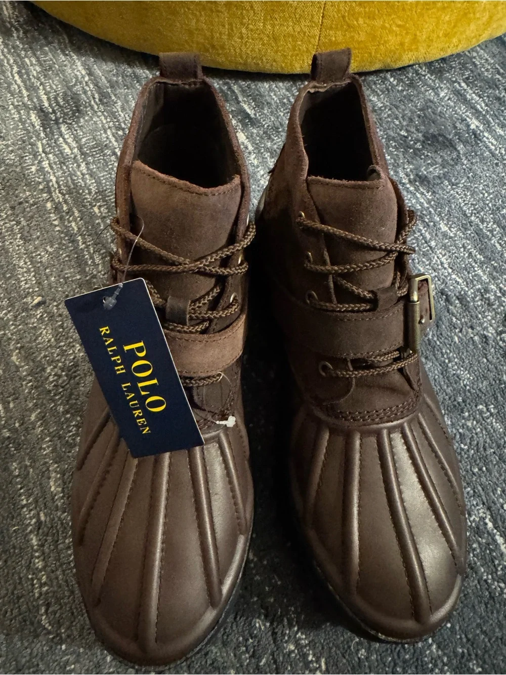 Polo by Ralph Lauren Men’s Brown Leather Oslo Low Waterproof Duck Boots, Size 10